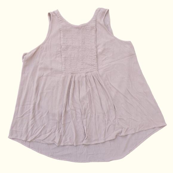 Smocked Sleeveless Top Torrid Plus Size 1X Blush Tan Crinkle Gauze Tank Keyhole - Picture 10 of 10